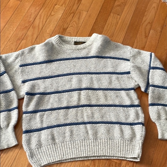 Eddie Bauer Other - Eddie Bauer vintage Men's Gray and Blue Striped Sweater Medium